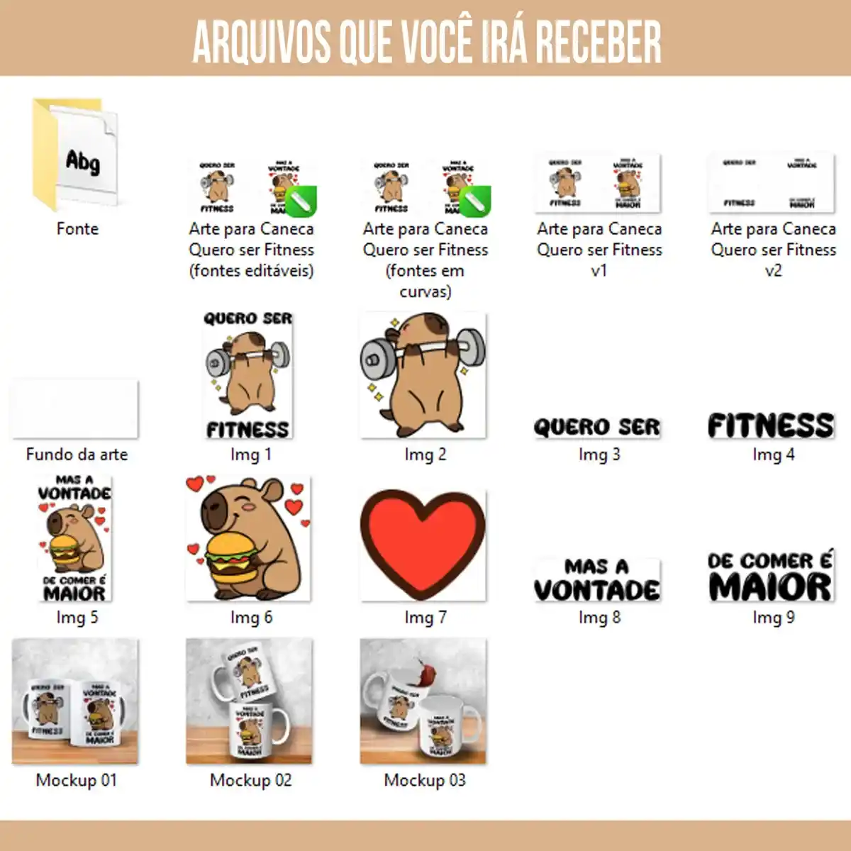 Arte Para Caneca Capivara Fitness Academia – Arquivo Digital Sublimação - Imagem 4