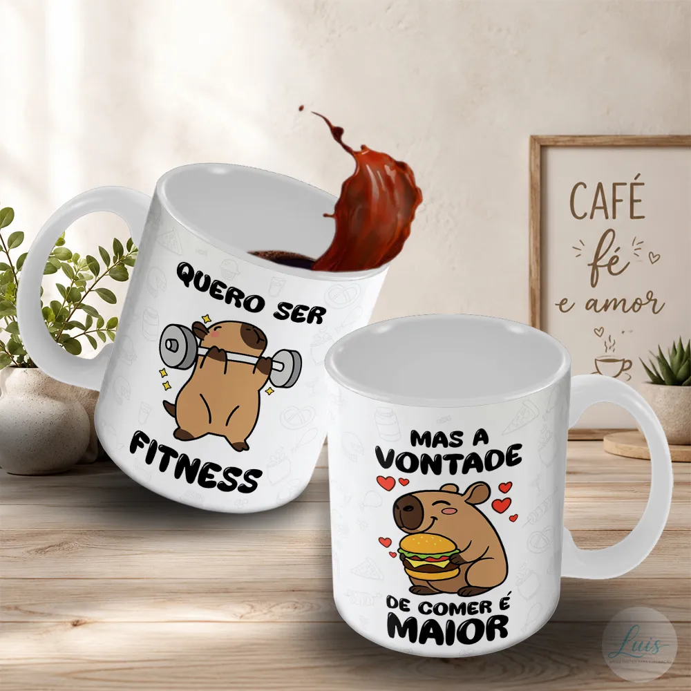 Arte Para Caneca Capivara Fitness Academia – Arquivo Digital Sublimação - Imagem 3