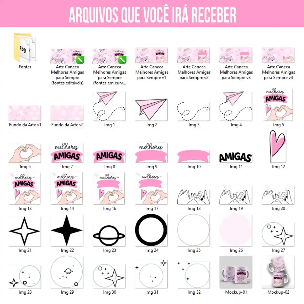 Arte Para Caneca Tema Amizade Melhores Amigas – Arquivo Digital Sublimação - Imagem 3