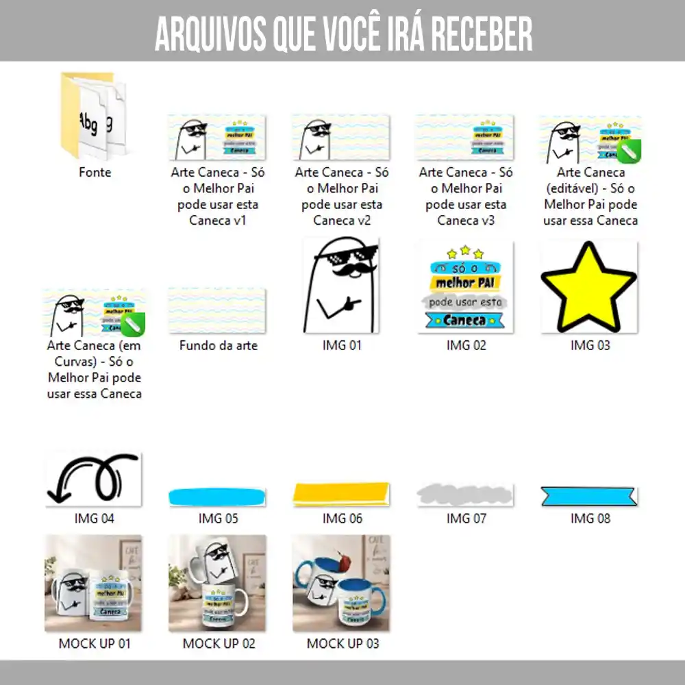 arte para caneca dia dos pais flork