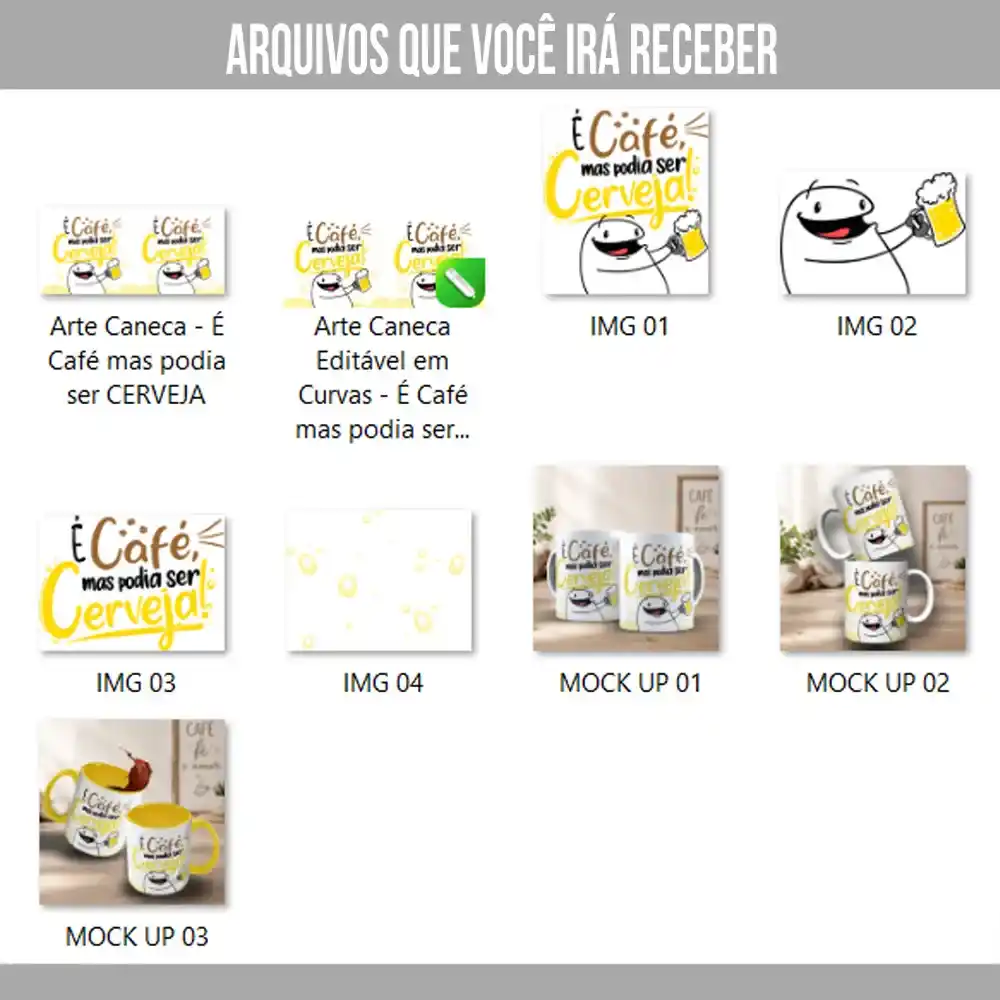 Arte Para Caneca Flork É Café mas podia ser Cerveja – Arquivo Digital Sublimação - Imagem 4