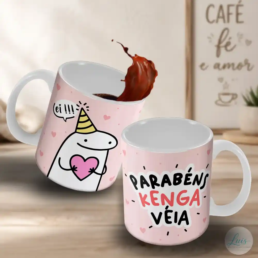Arte Para Caneca Amizade Flork Parabéns Kenga Véia – Arquivo Digital Sublimação - Imagem 3