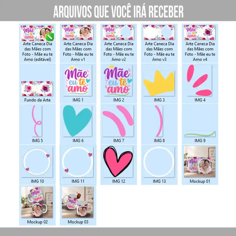 Arte Para Caneca Dia das Mães com Foto Mãe eu te amo – Arquivo Digital Sublimação - Imagem 4