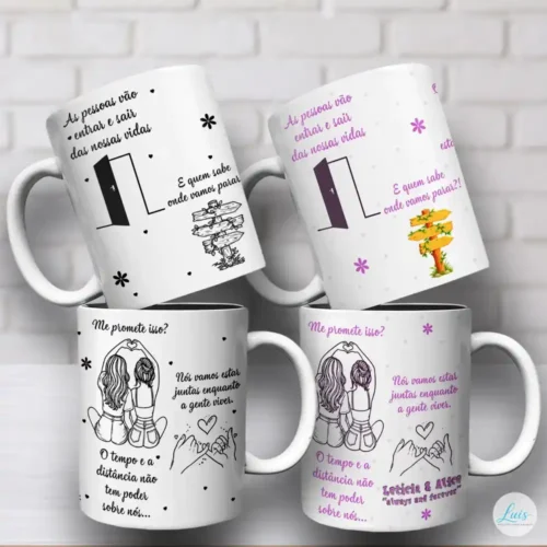 Arte para Caneca Amiga Entrar e Sair Das Nossas Vidas (2 artes)– Arquivo Digital Sublimação