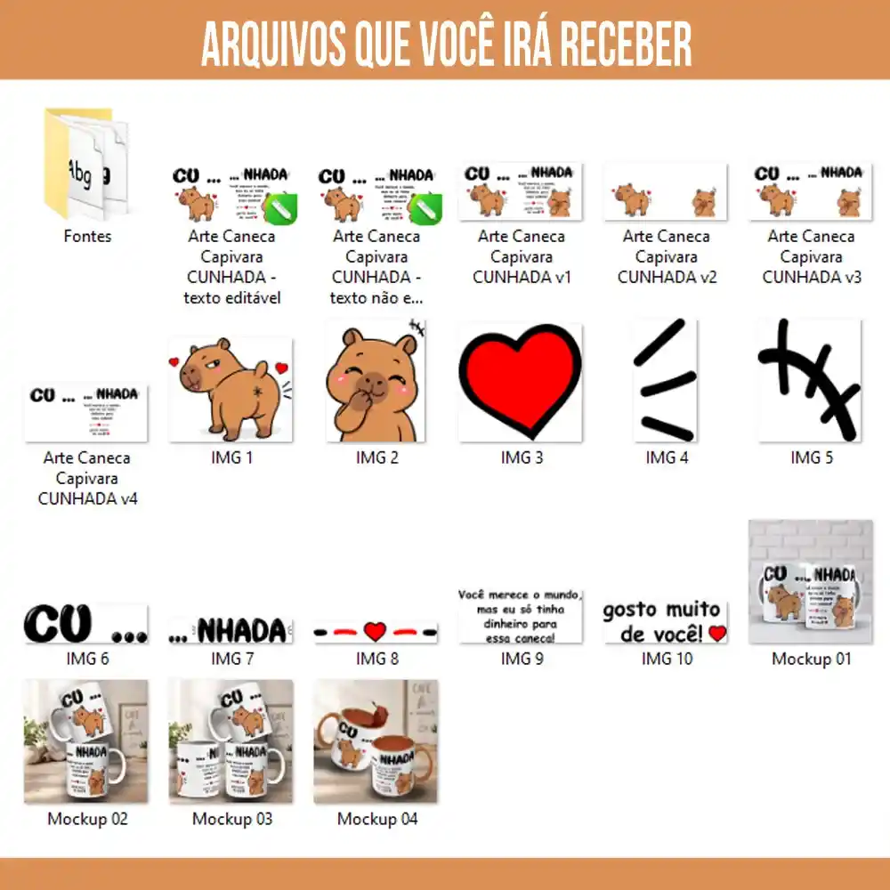 Arte para Caneca Capivara Cunhada – Arquivo Digital Sublimação - Imagem 5