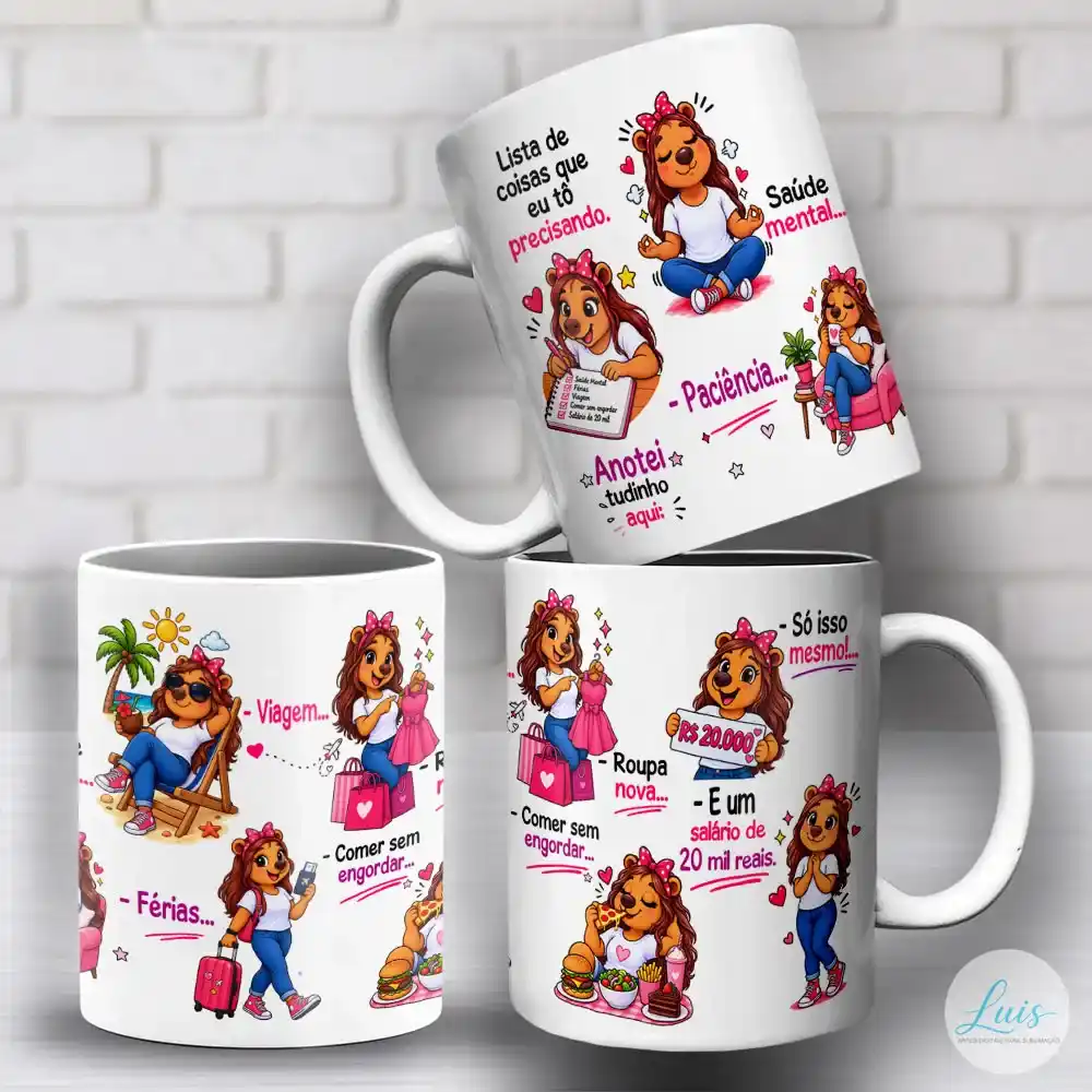 Arte para Caneca Capivara Paciência Saúde Mental Férias – Arquivo Digital Sublimação
