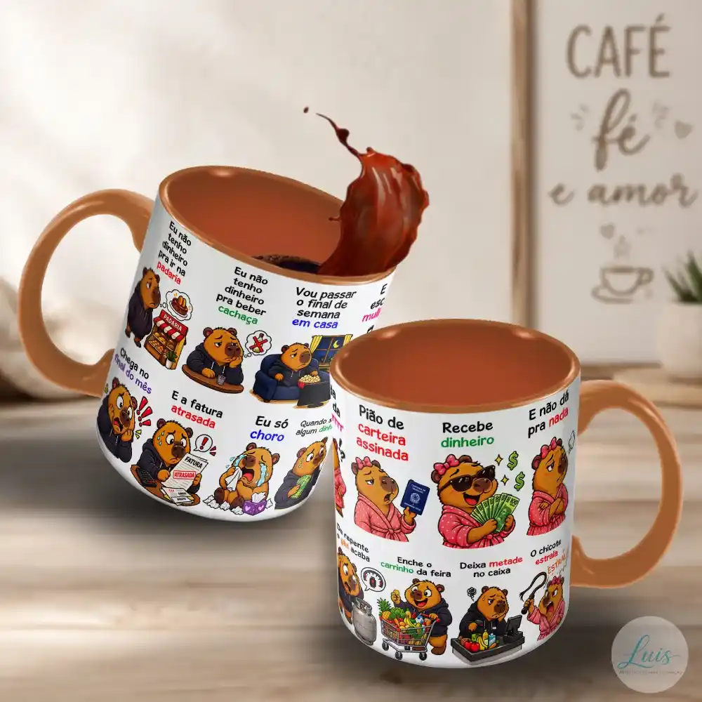 Arte para Caneca Capivara Peão Carteira Assinada Eu Não Tenho Dinheiro – Arquivo Digital Sublimação - Imagem 4