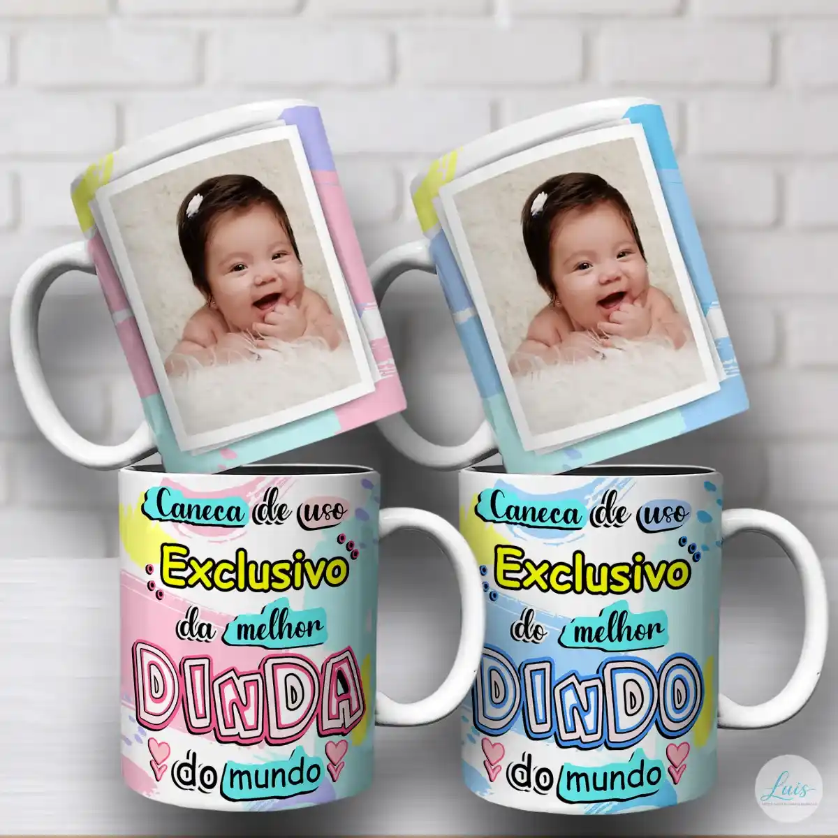 Arte Para Caneca Dindo e Dinda com Foto (2 artes) – Arquivo Digital Sublimação