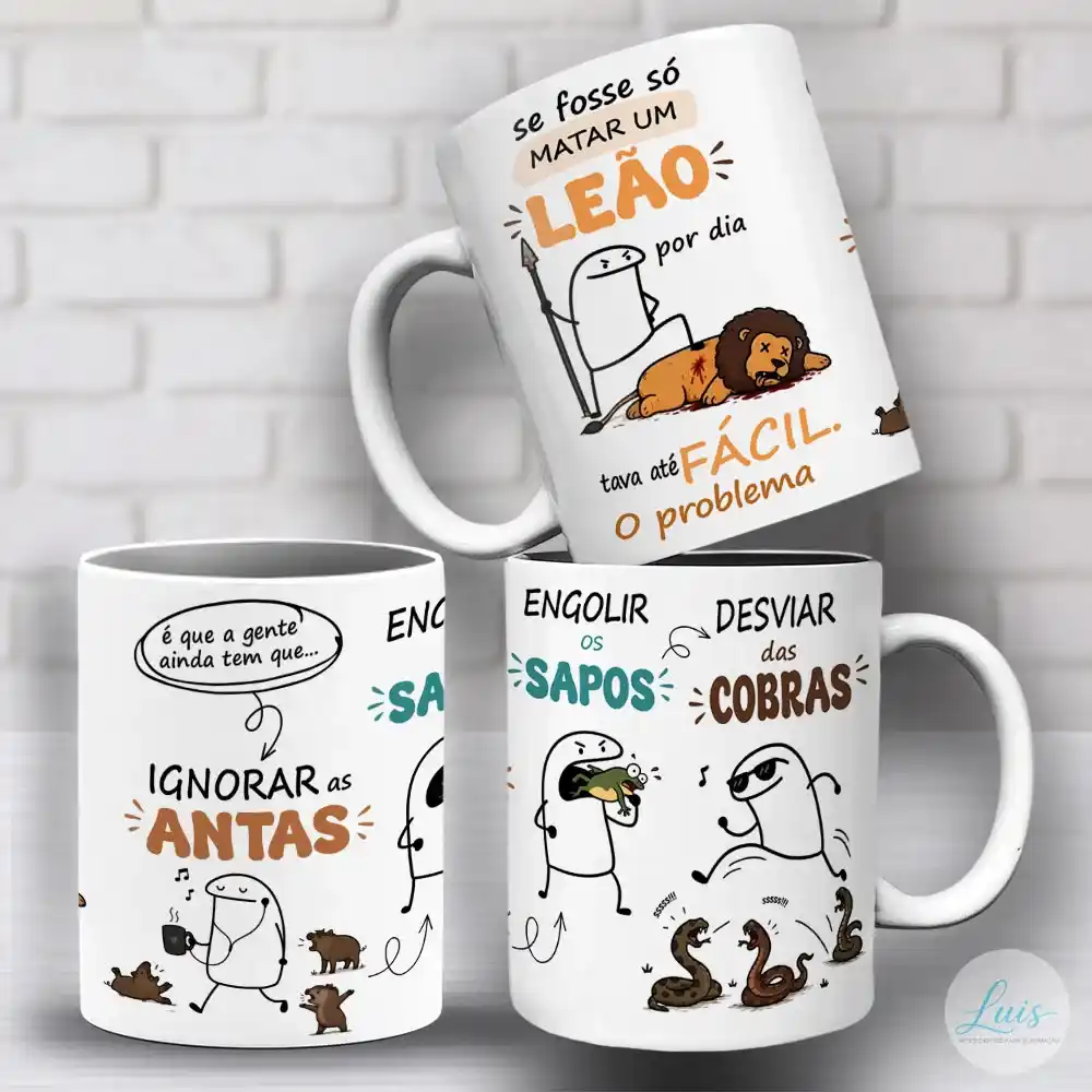 arte para caneca flork matar um leão por dia