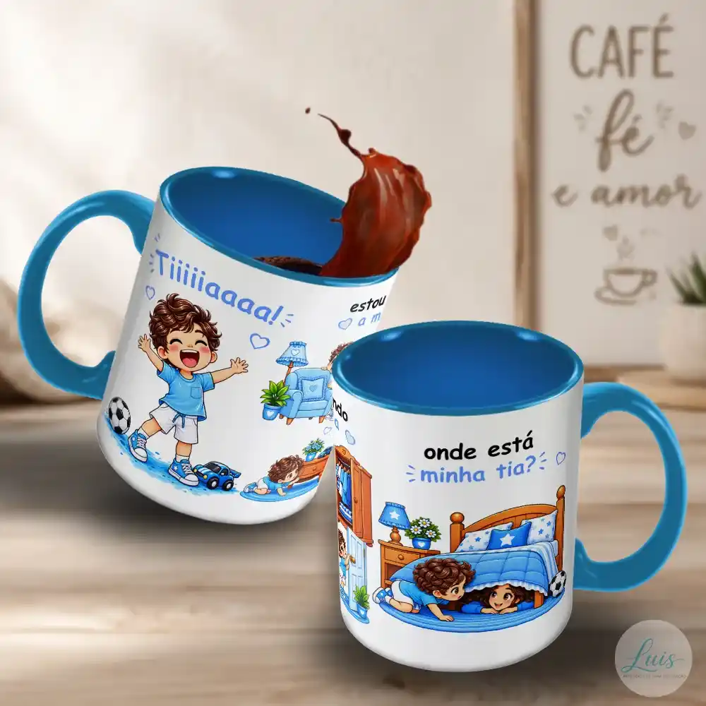 Arte para Caneca Tia Onde Está Minha Tia Menino – Arquivo Digital Sublimação - Imagem 4
