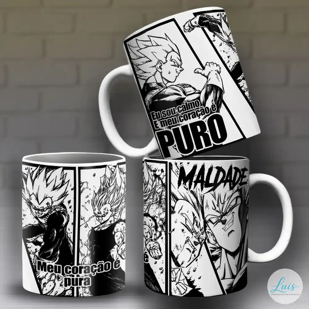 Arte para Caneca Vegeta Dragon Ball Pura Maldade – Arquivo Digital Sublimação