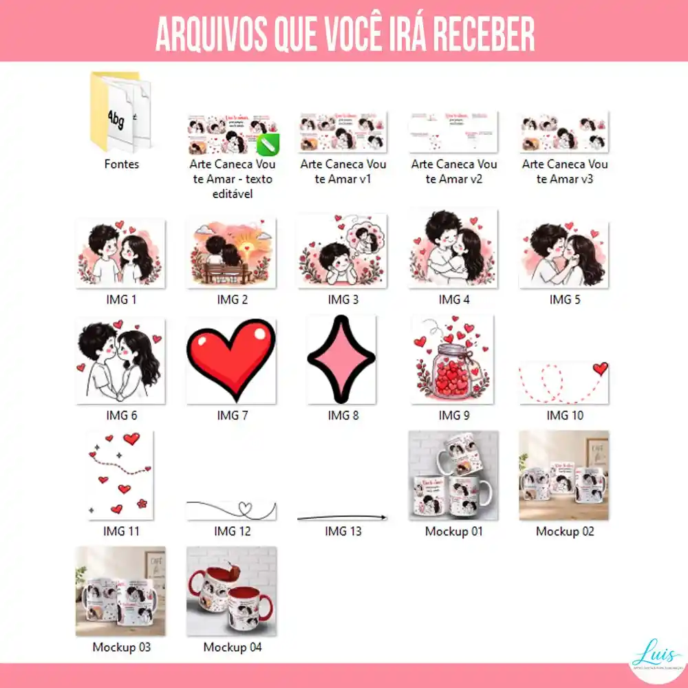 Arte para Caneca Vou Te Amar – Arquivo Digital Sublimação - Imagem 5