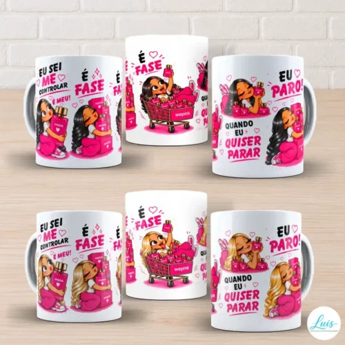 arte para caneca eu sei me controlar é fase wepink menina 2 artes em 2 versões: de cabelo preto e loiro com frase: "Eu sei me controlar, é meu! É fase, é fase. Quando eu quiser parar, eu paro!